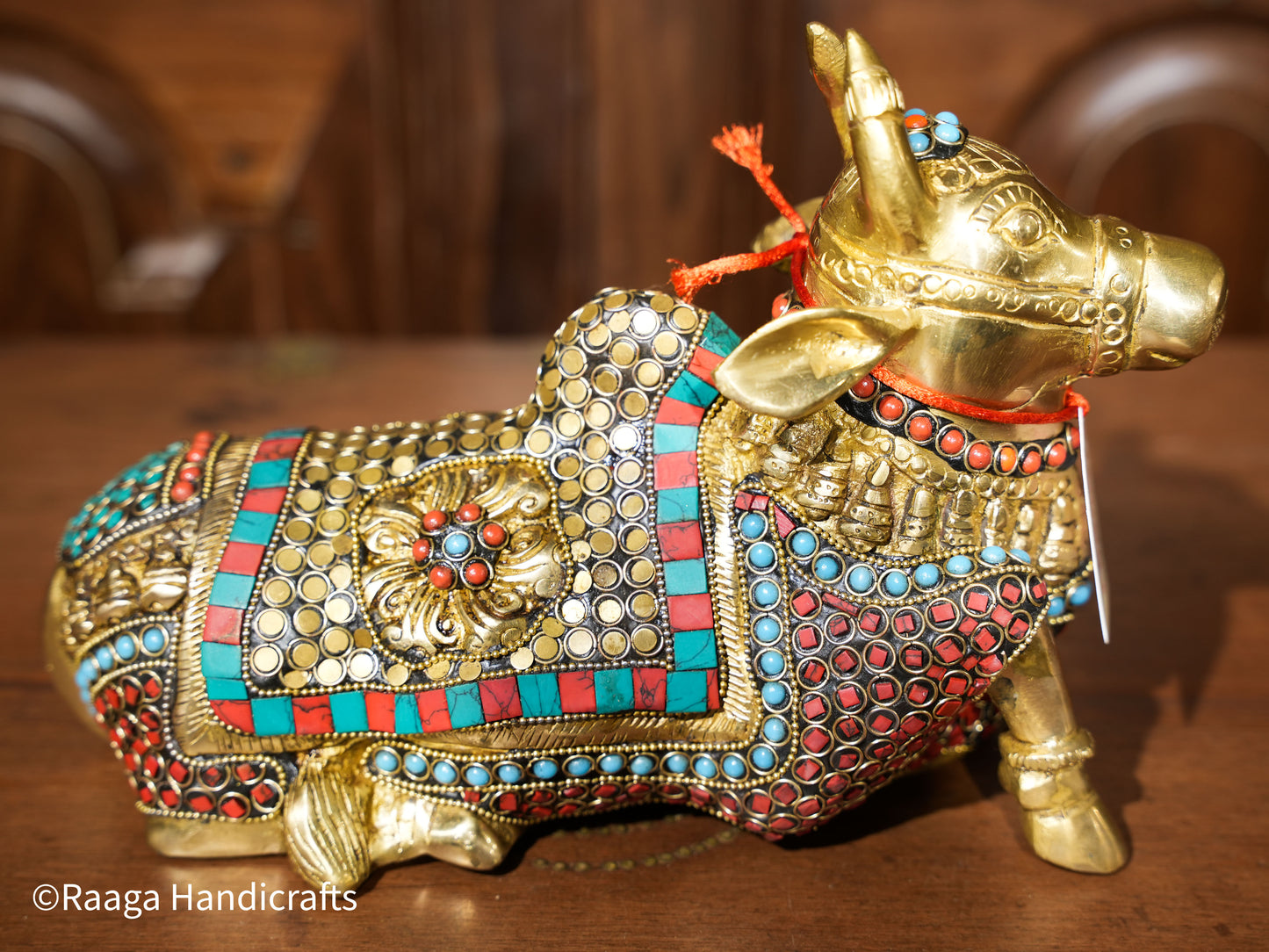 Brass Nandi with Stonework
