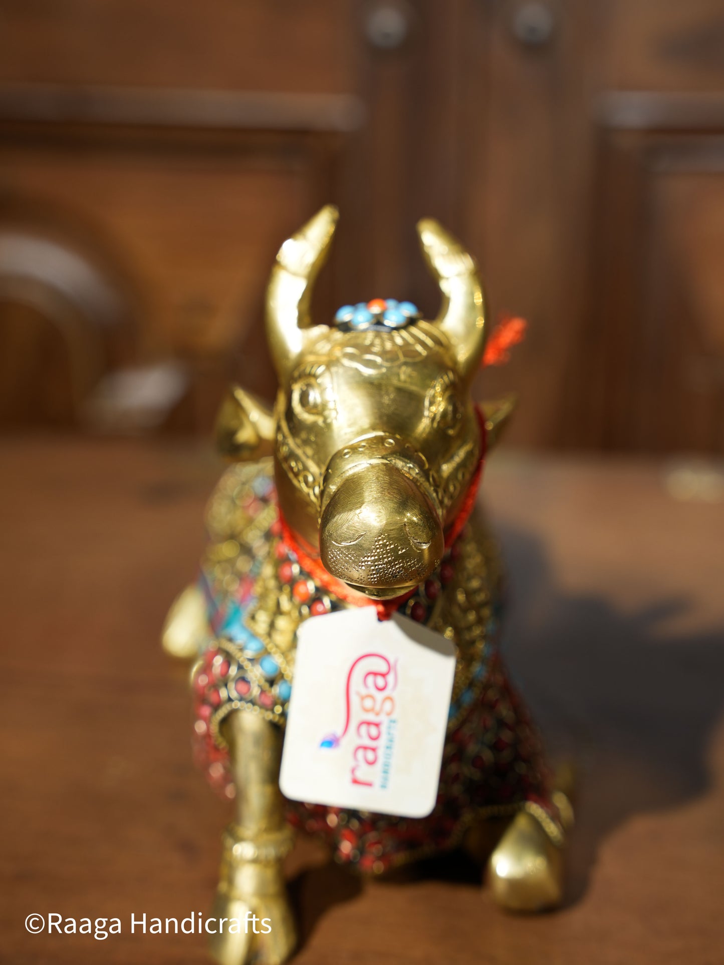 Brass Nandi with Stonework
