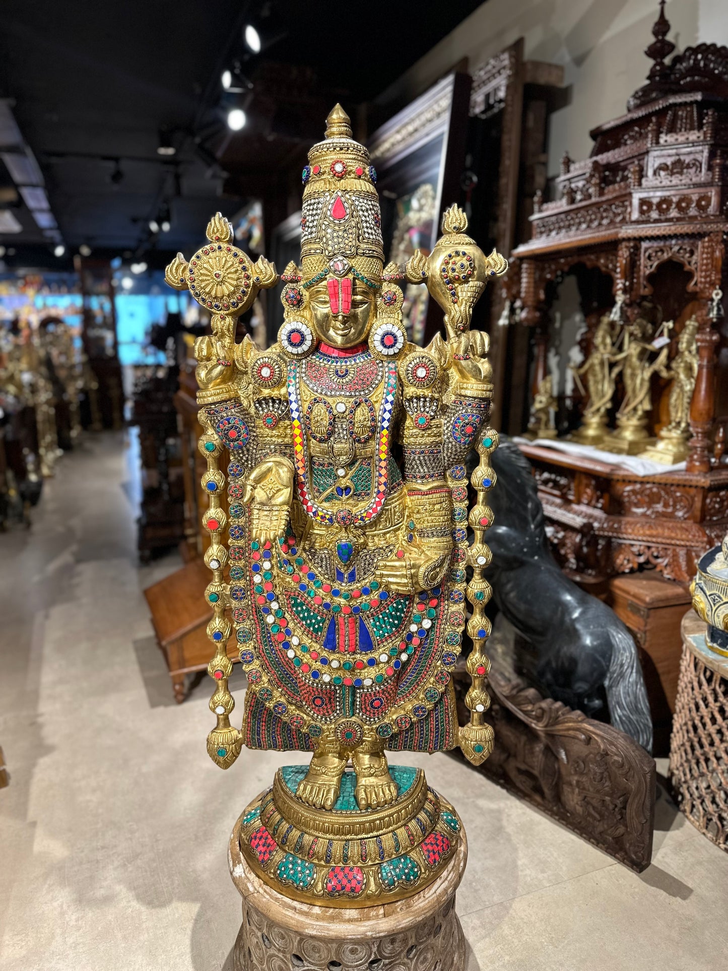 Brass Tirupati Balaji Idol | Lord Venkateswara | Perumal | Stonework |48 Inches