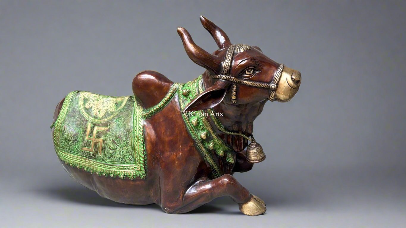 Large Brass Nandi Sculpture | 40" | Dual Tone | 53KG