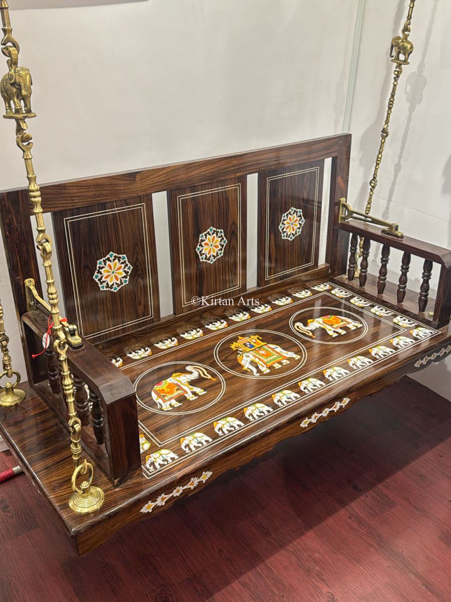 Rosewood Swing/Jhula/ Oonjal | Reversible Backrest | 5x2 ft | Inlay Work