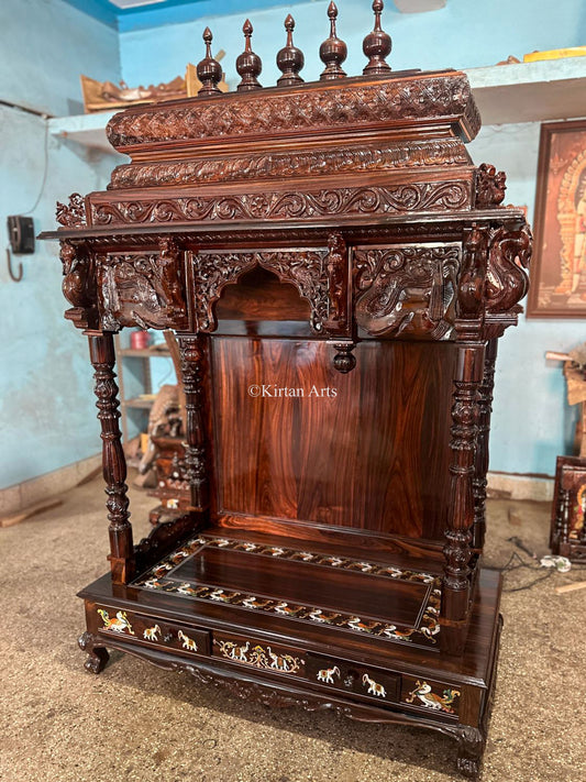 Hand Carved Rosewood Mandir | 78"