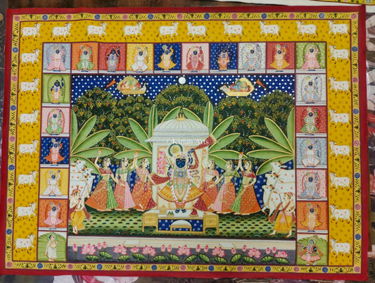 Sharad Purnima Pichwai Painting | 3x4ft | Antique Finish