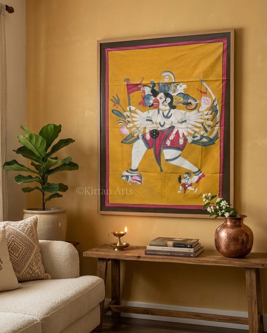 4ft x 3ft Vishwaroopam Hanuman – Hand-Painted Traditional Narrative Folk Art