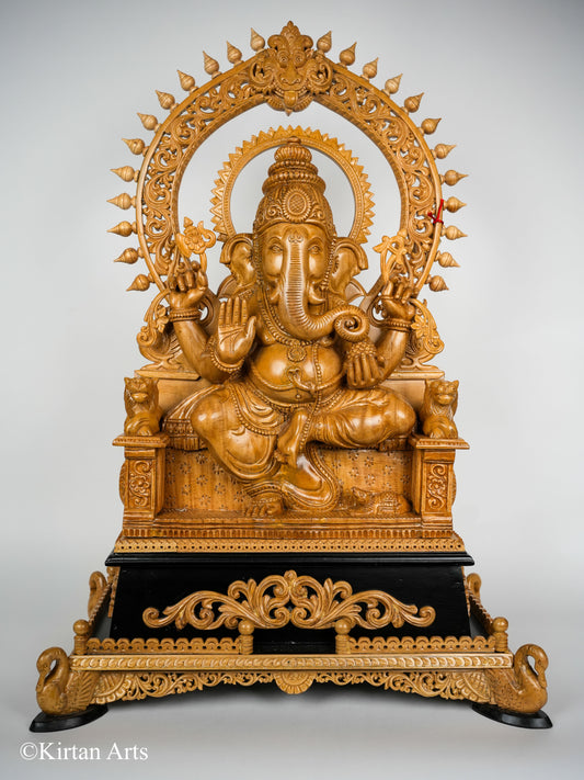 Wood Carved Ganesha 3ft