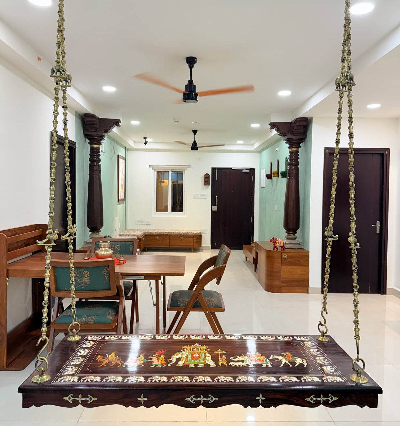 Rosewood Swing/Jhula/ Oonjal Plank | 5x2 ft | Dussehra Elephant Inlay