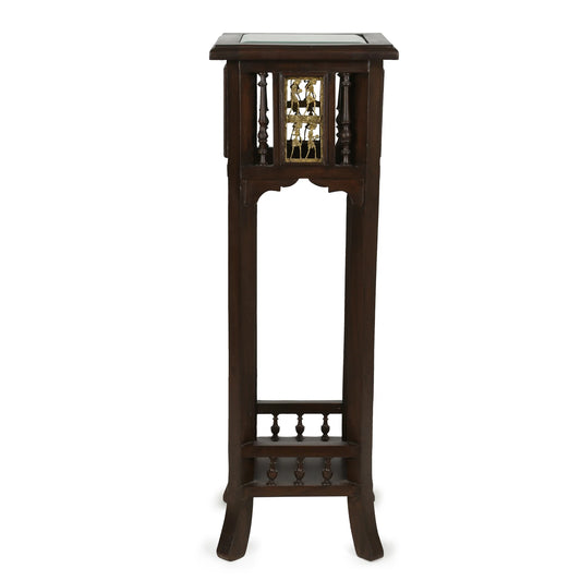 Nyra-III Premium Teakwood 36-Inch Extra Tall Planter Stand – Warli & Dhokra Art Accents