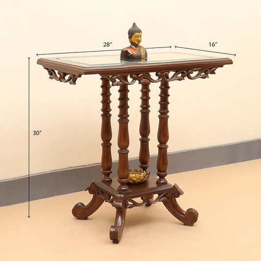 Kama Solid Teakwood Rectangular Console Table – 28-Inch Traditional Walnut Finish Foyer Table