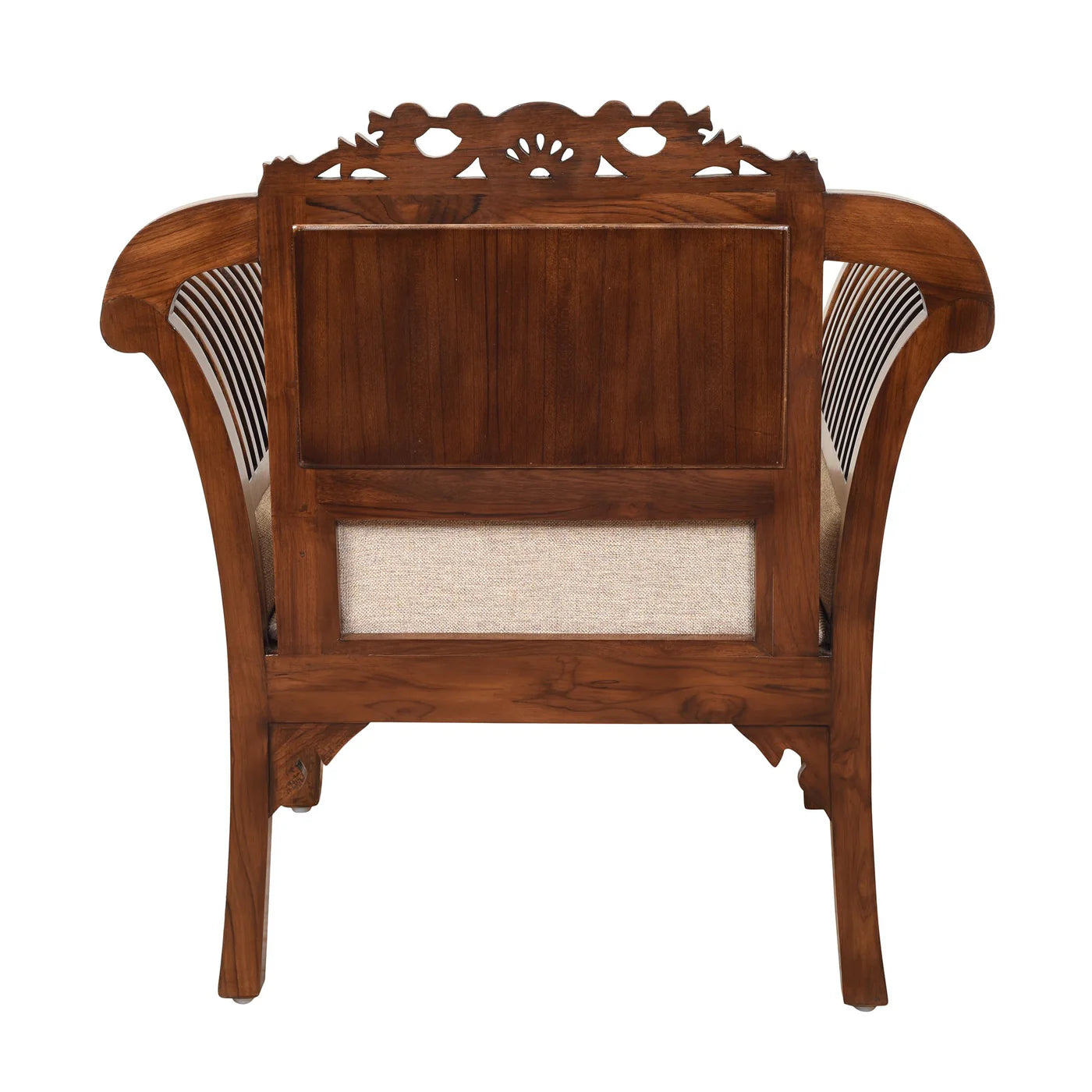 Alpa Premium Teakwood Single Sofa – Handcrafted with Dhokra Brass & Madhubani | Walnut Finish