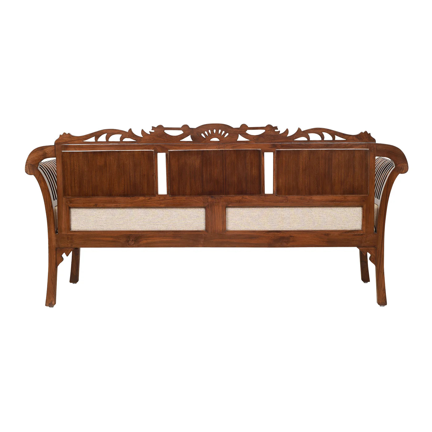 Alpa Premium Teakwood 3 Seater Sofa – Handcrafted with Dhokra Brass & Madhubani Art