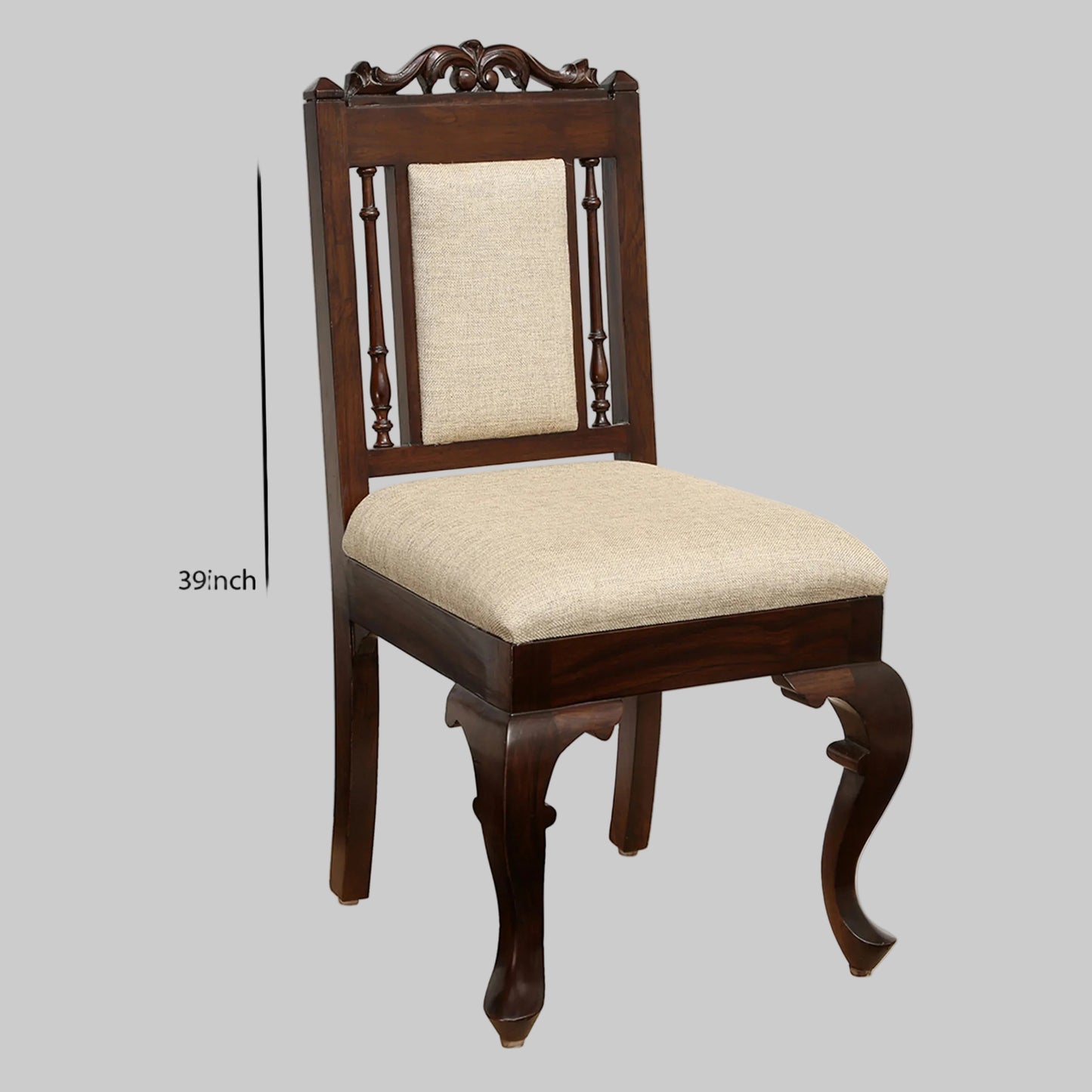 Teakwood 4 Seater Dining Set | Walnut Finish | 42x42x30 Inches | Artwork | Aurum