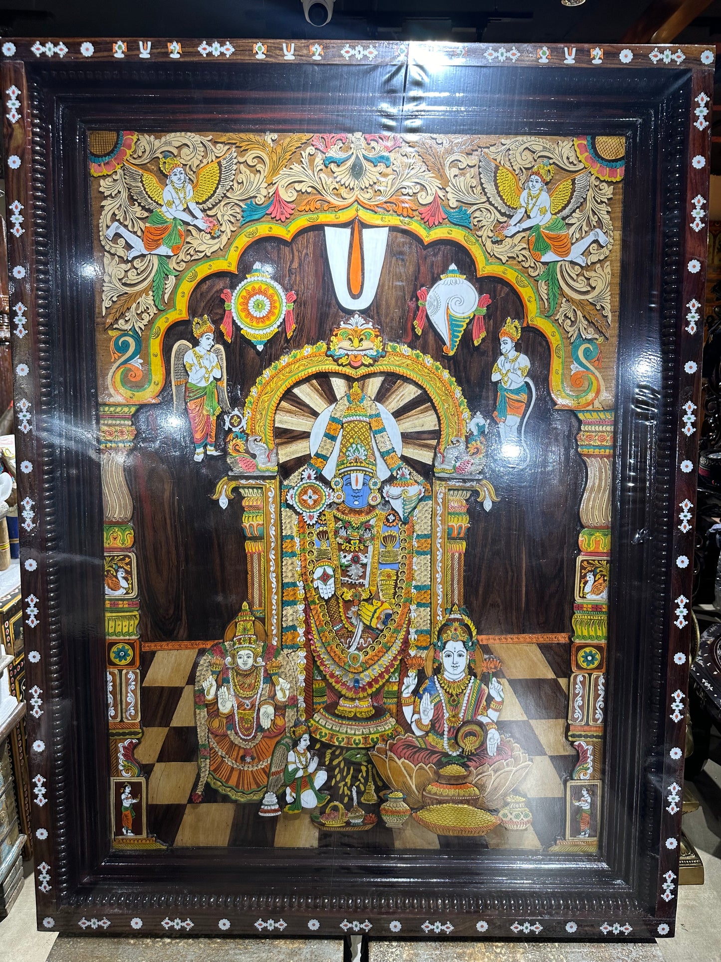 Lord Venkateswara Rosewood Panel Embossed