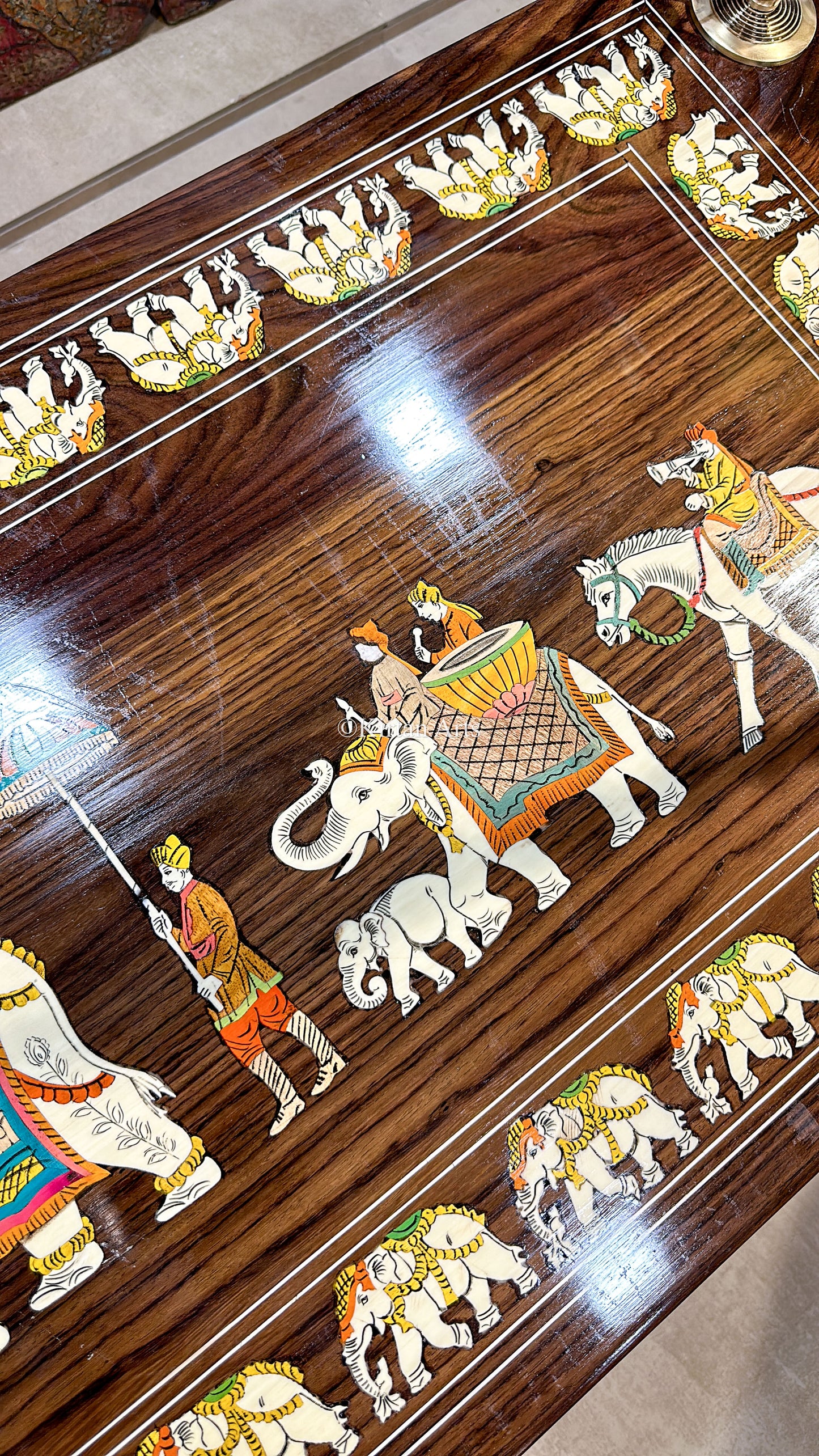 Rosewood Swing/Jhula/ Oonjal Plank | 5x2 ft | Dussehra Elephant Inlay