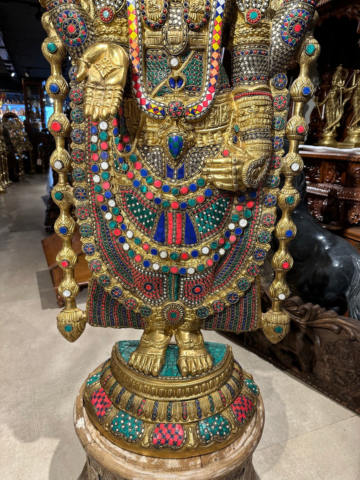 Brass Tirupati Balaji Idol | Lord Venkateswara | Perumal | Stonework |48 Inches