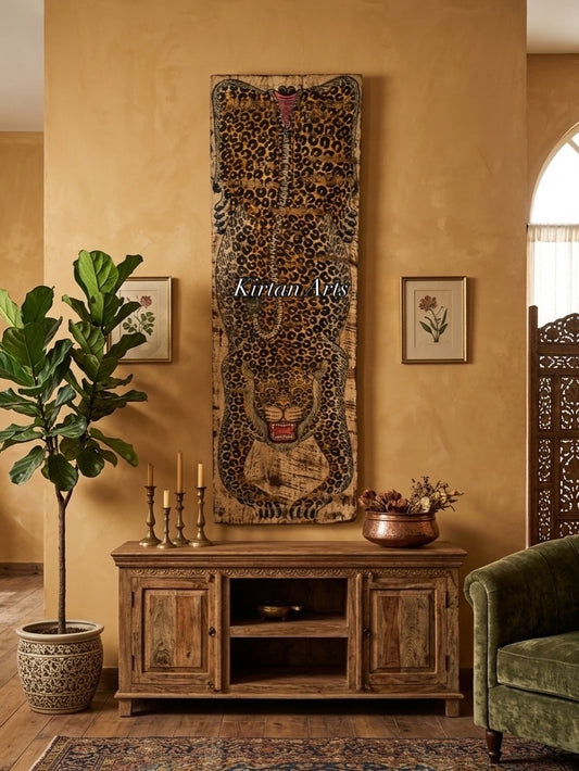 Hand-Painted Vintage Leopard Panel | Distress Finish