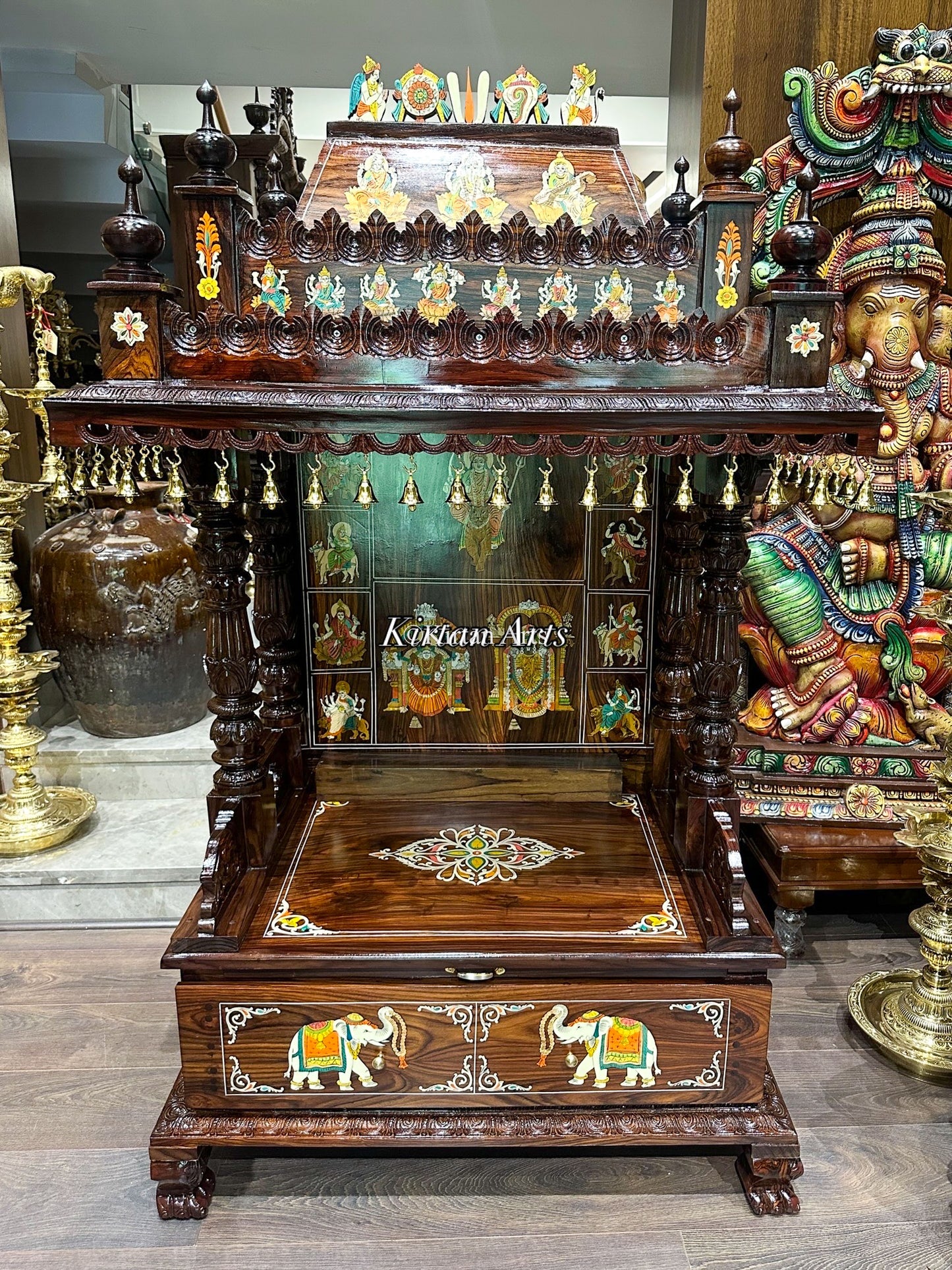 Rosewood Puja Mandir | Storage Drawer | 5.5x3x2 ft