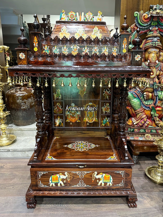 Rosewood Puja Mandir | Storage Drawer | 5.5x3x2 ft