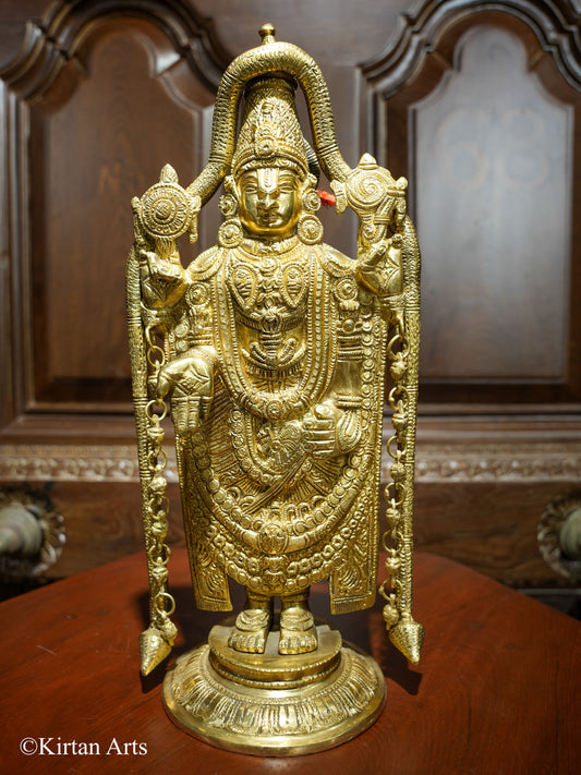 Brass Lord Venkateswara with Garland 17"