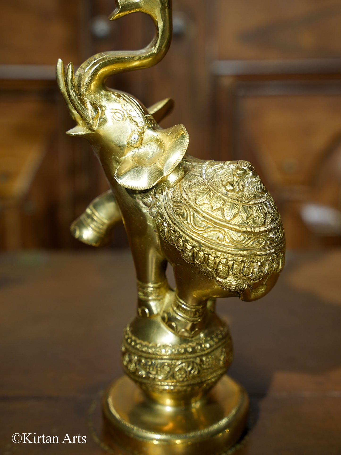 Brass Ganesha on Elephant Lamp 17"