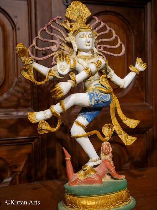 Brass Nataraj Idol White Gold 21.5"