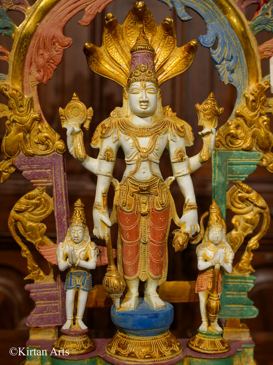 Brass Lord Vishnu with Prabhavali 23.5"