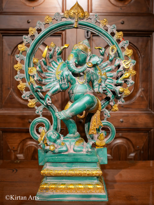 Lord Ganesha 16 Hand Antique Finish