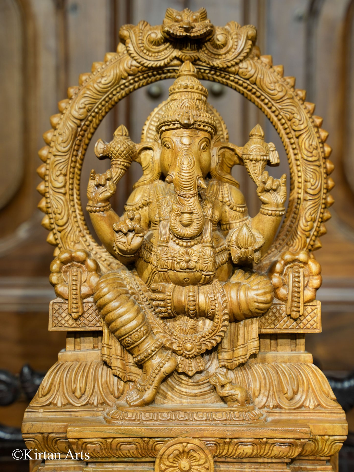 Teakwood Carved Ganesha (RajaGanapathy) 16"
