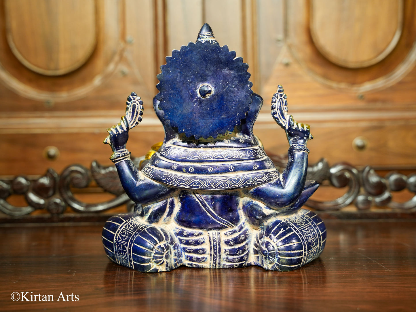 Brass Lord Ganesha Antique Blue Gold Finish