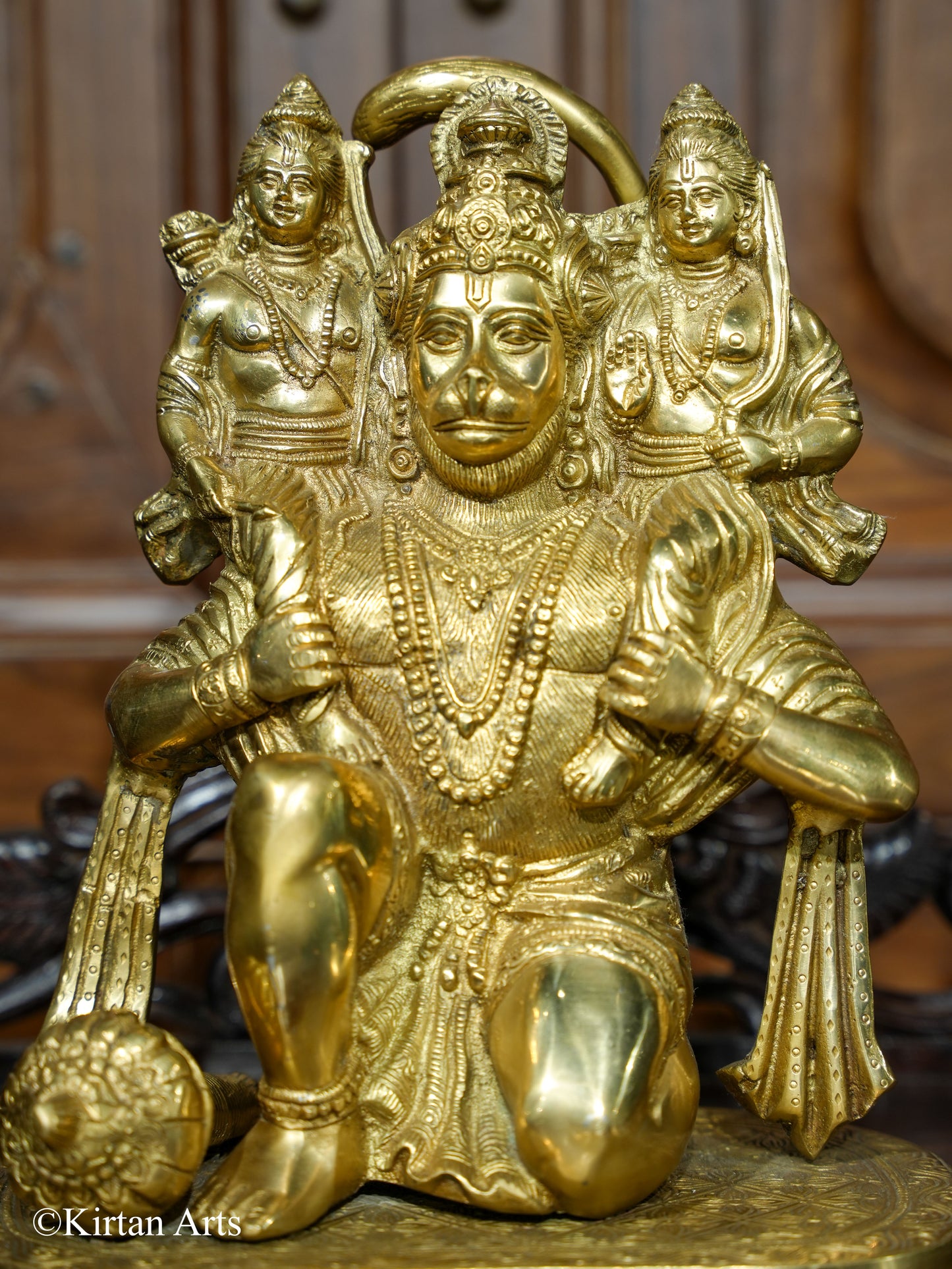 Lord Hanuman Ram Lakshman 12" Gold Color