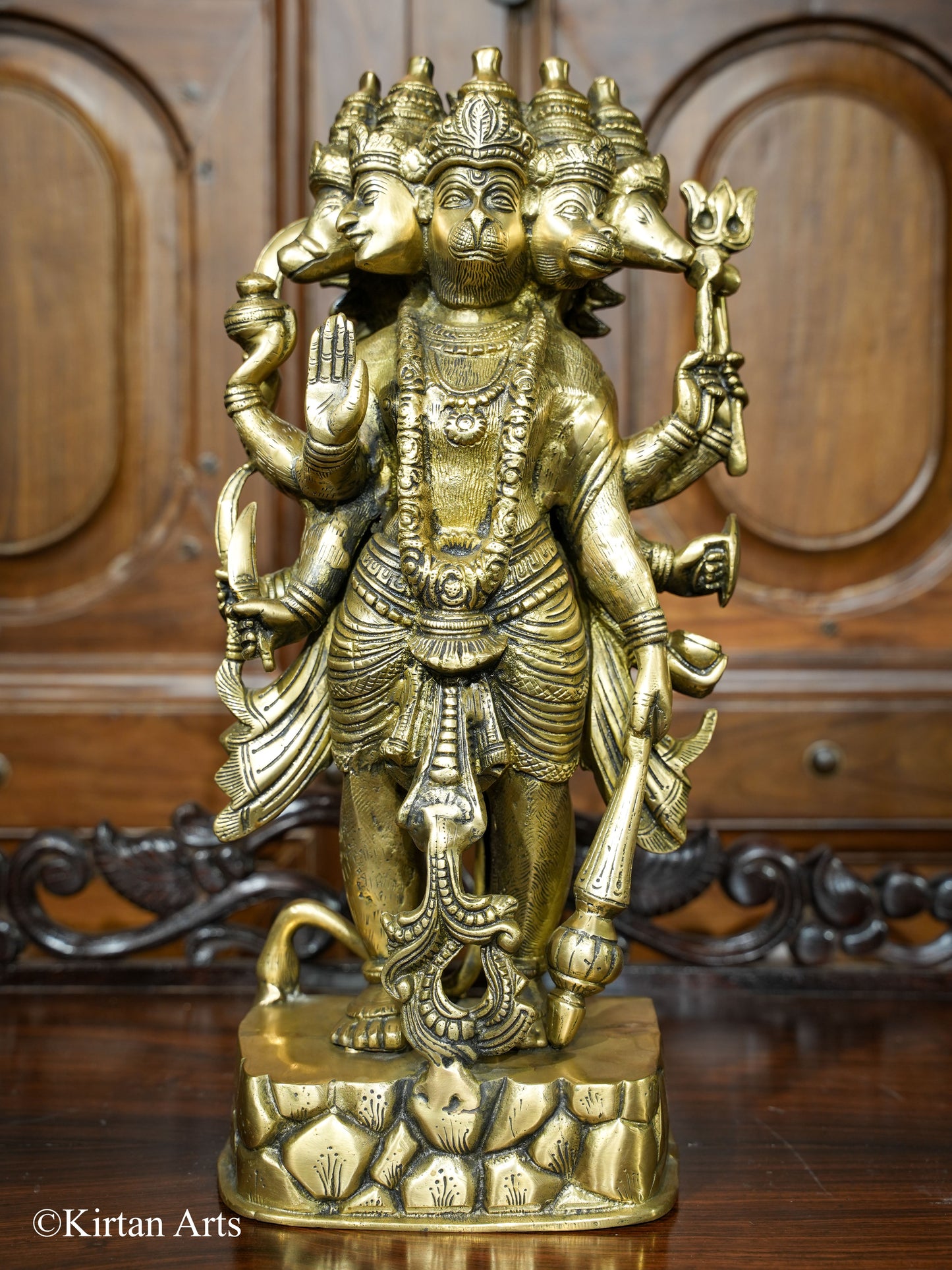 Brass Panchmukhi Lord Hanuman Antique Finish