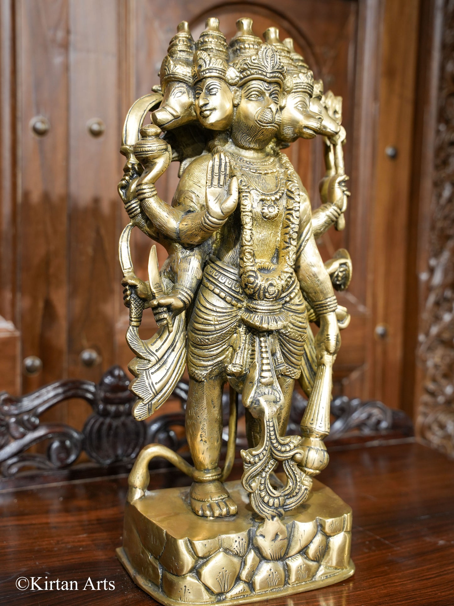 Brass Panchmukhi Lord Hanuman Antique Finish