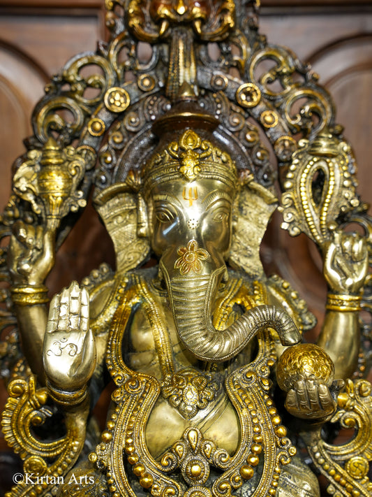 Brass Ganesha Triple Colour Tone Finish 24"