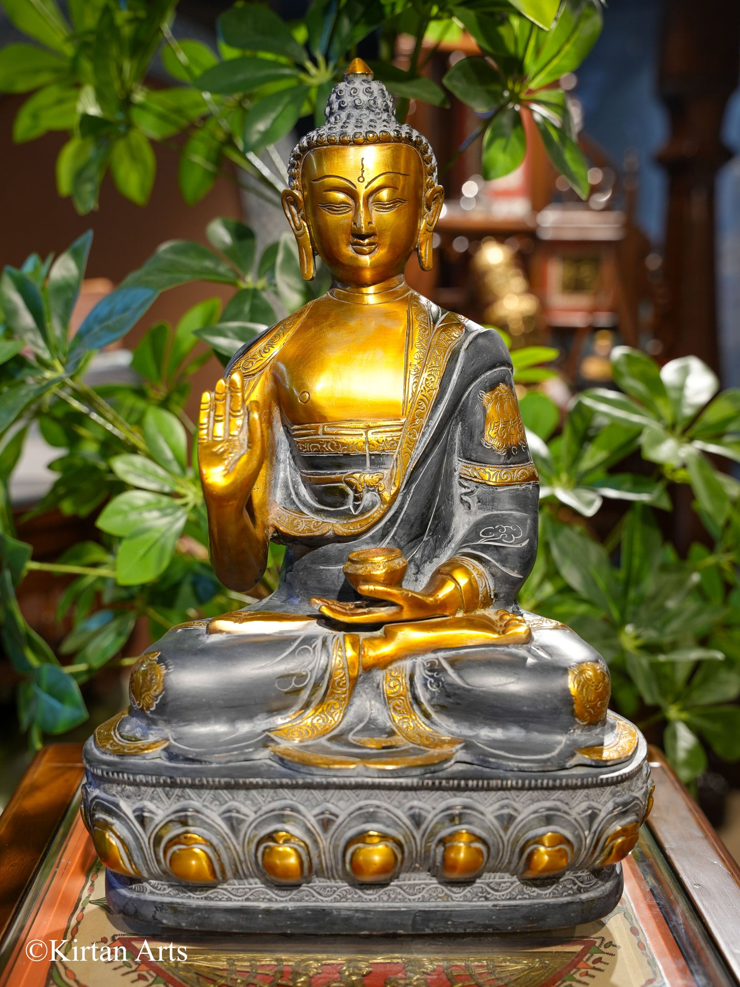 Brass Buddha Grey Gold Antique Finish
