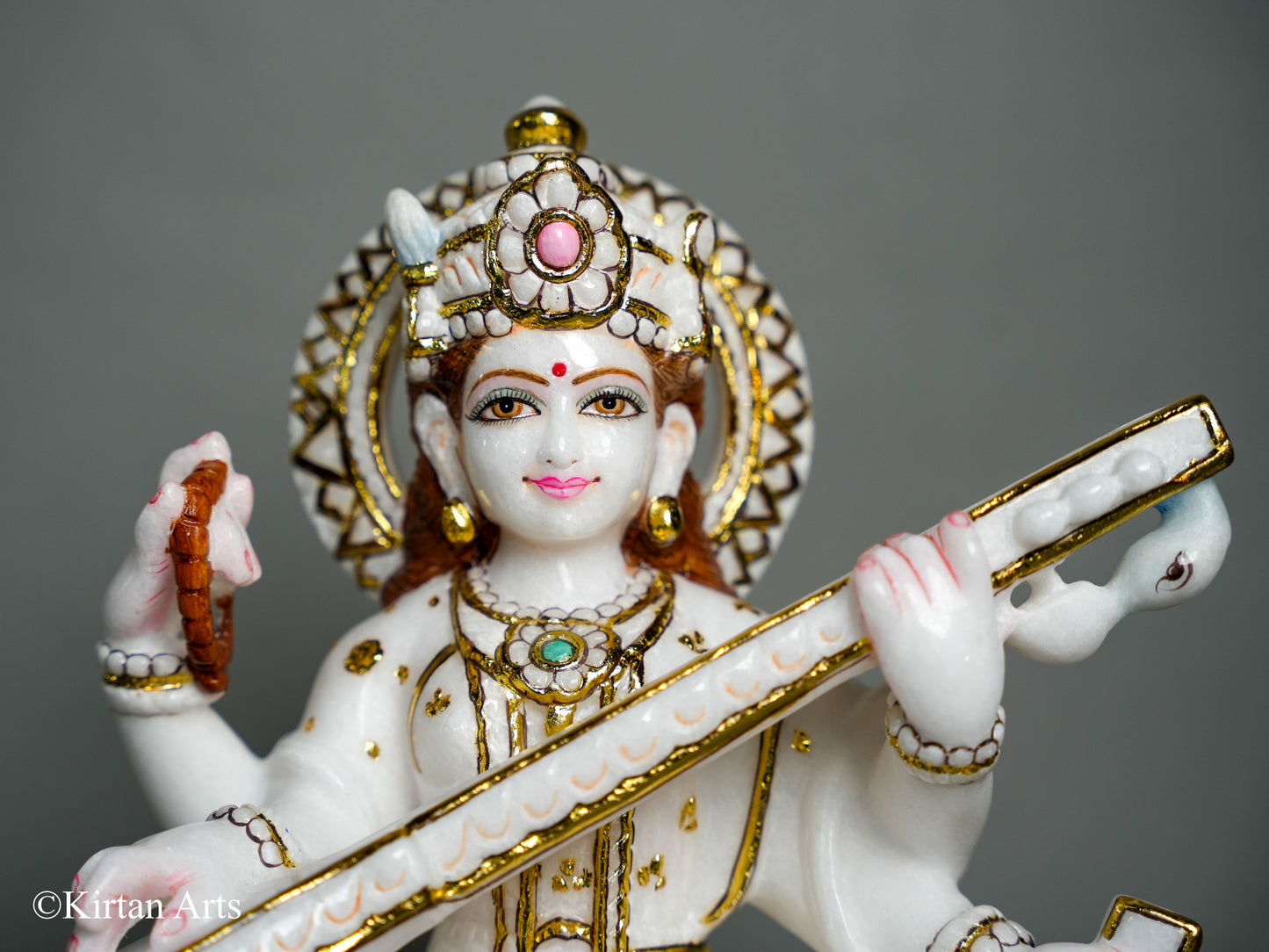 Marble Saraswati Devi 12"