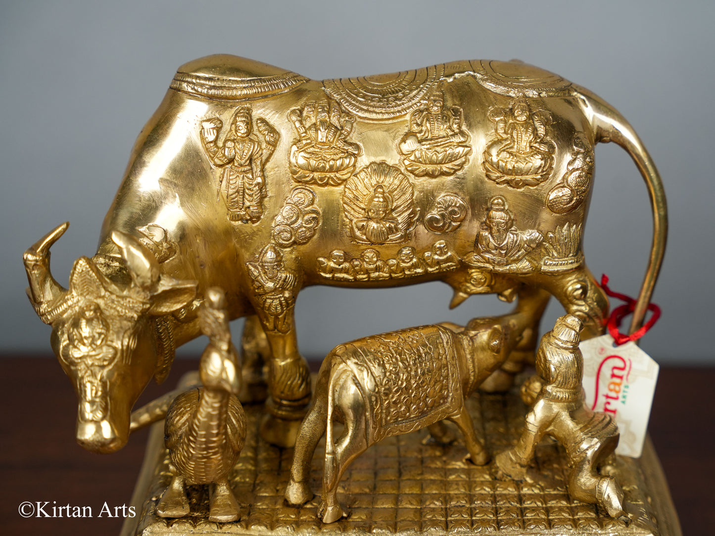 Brass Cow with Calf (Kamdhenu)
