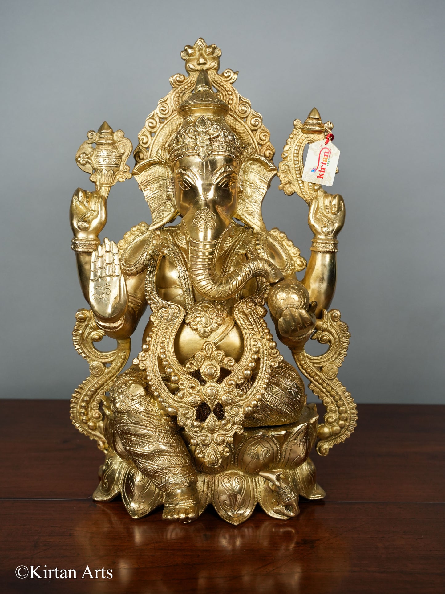 Brass Ganesha on Lotus 20.5"