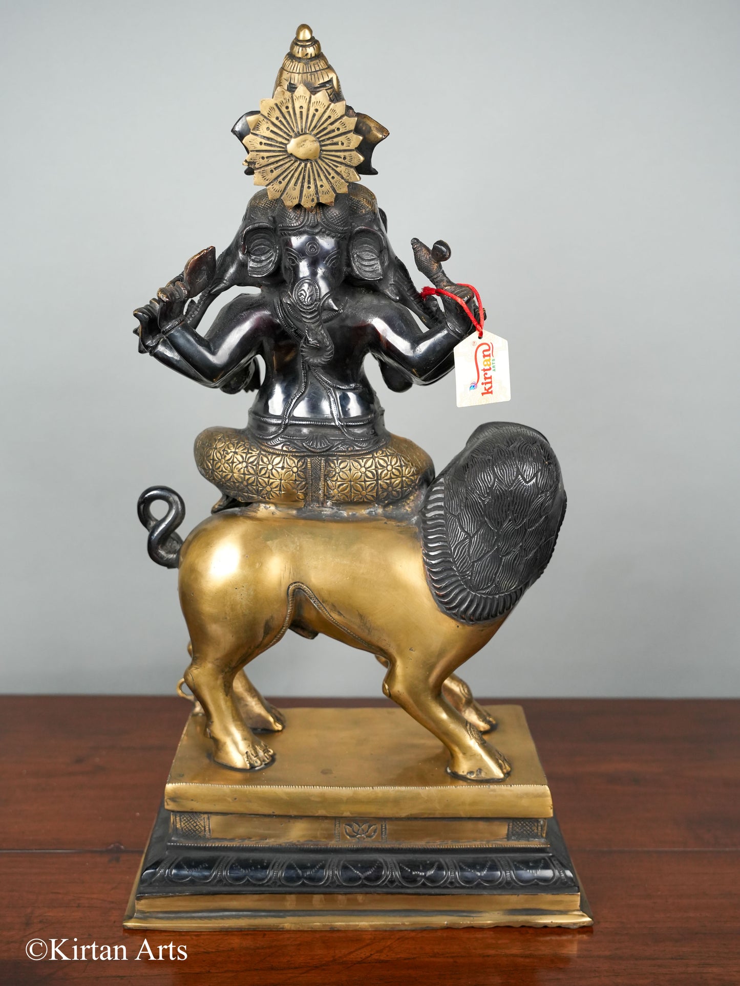 Brass Panchamukhi Ganesha on Lion 24"