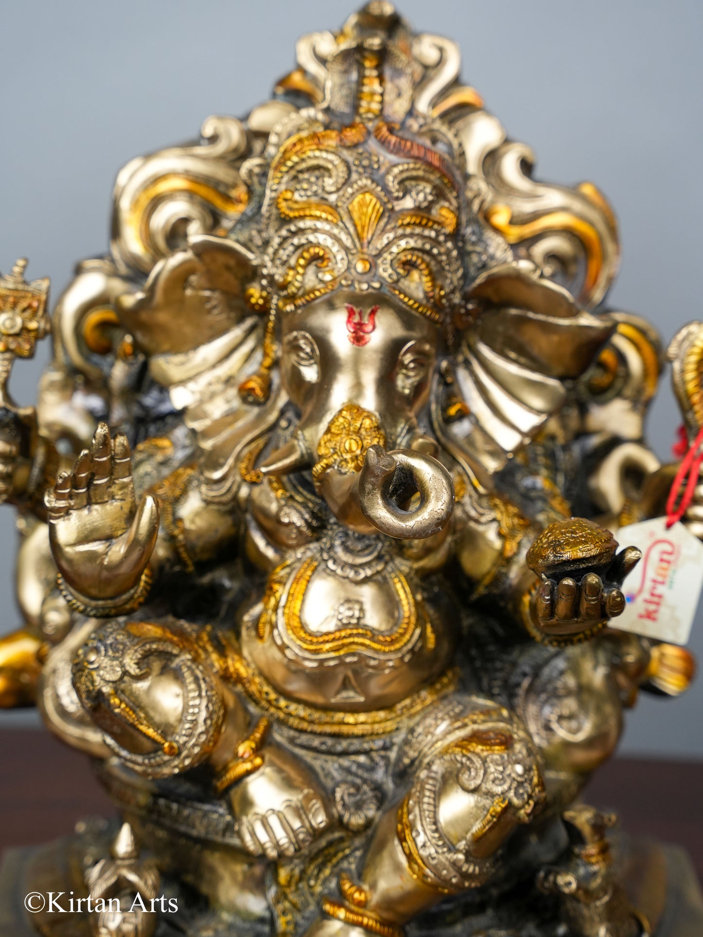 Brass Ganesha with Arch Triple Color 16.5"