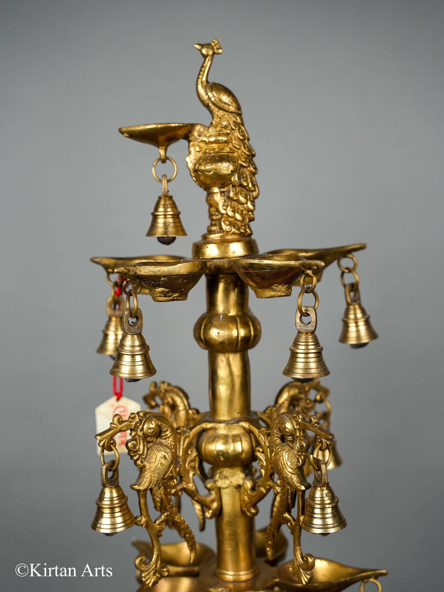 Brass Peacock Lamps Pair 31"