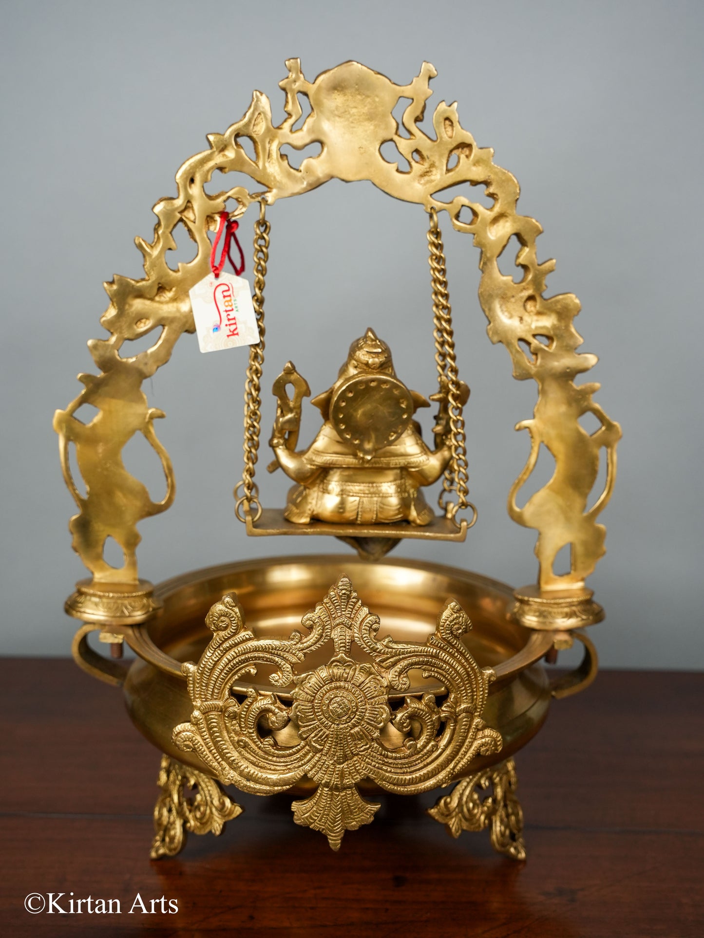 Brass Ganesha Urli 21"