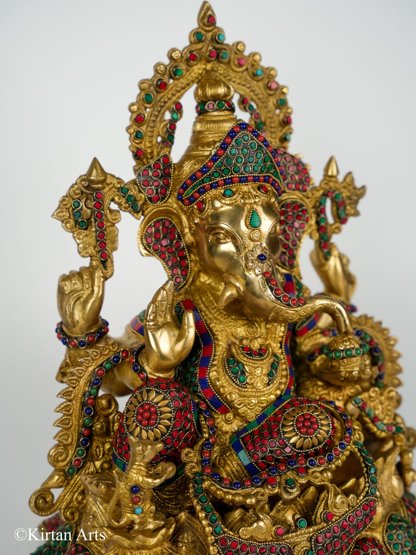 Brass Ganesha Stonework 16"