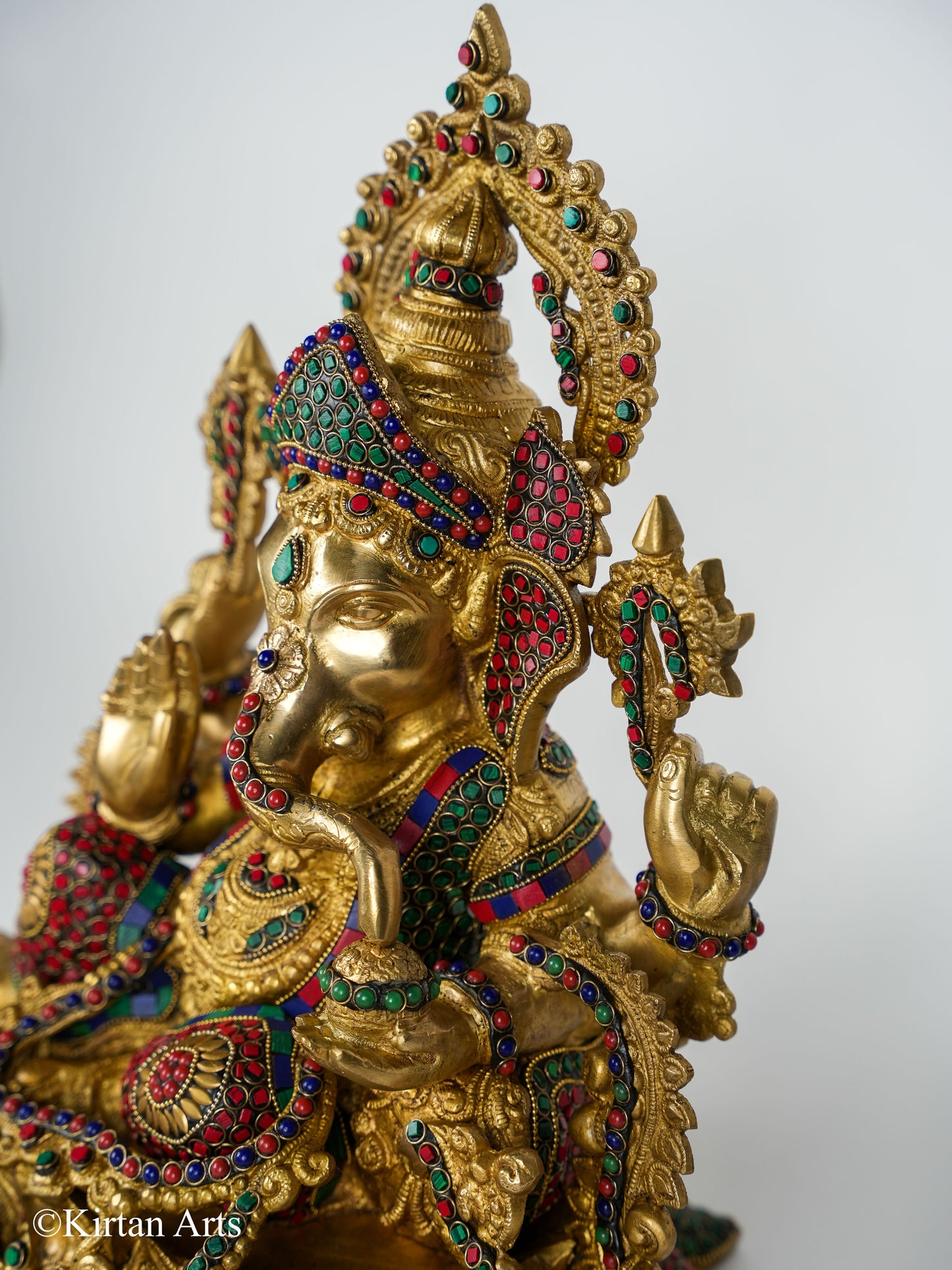 Brass Ganesha Stonework 16"