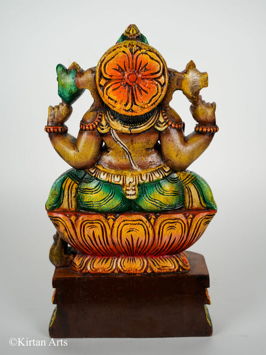 Wooden Ganesha Colored Finish 18"