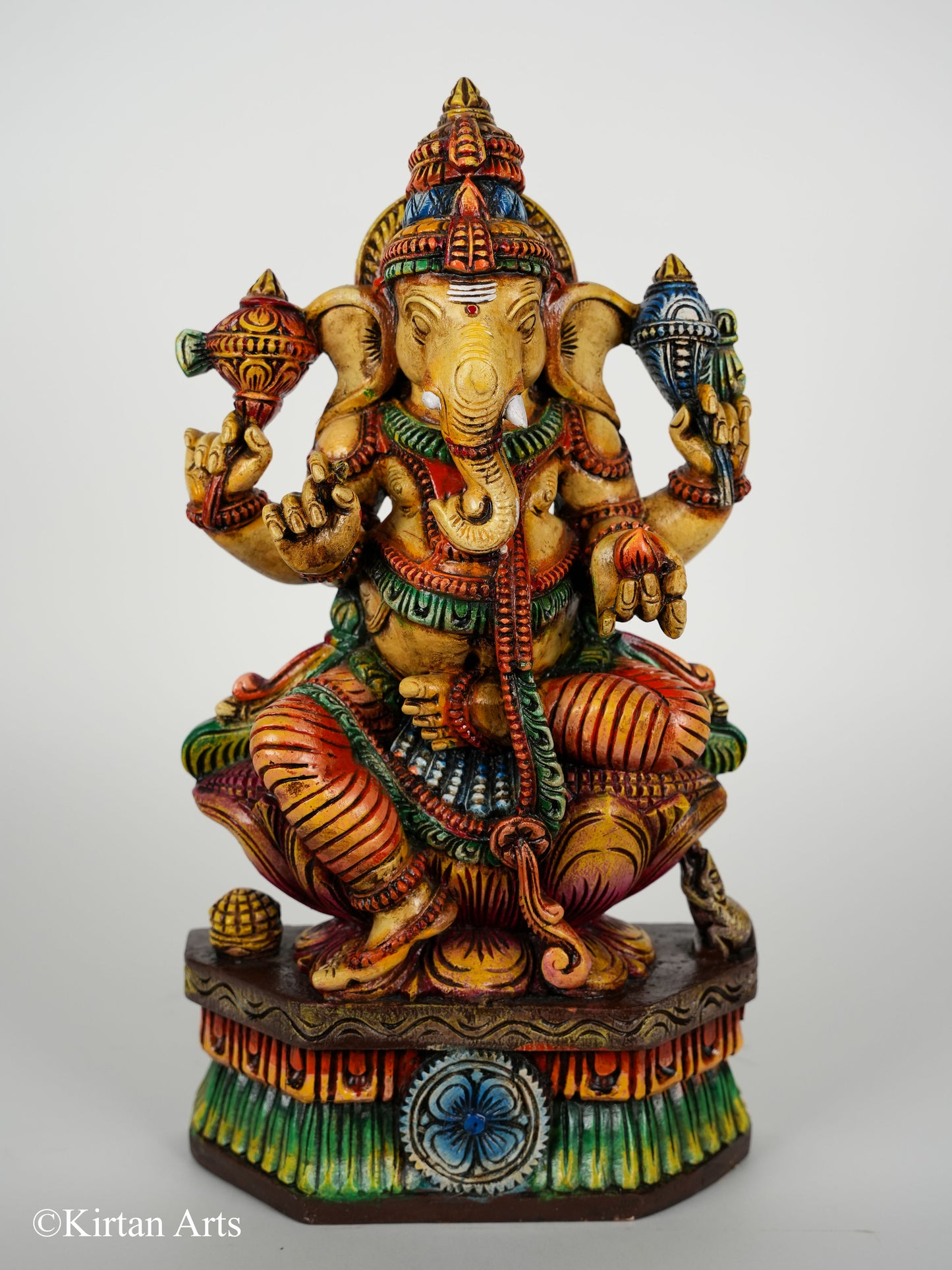 Wooden Ganesha Colored Finish 18"