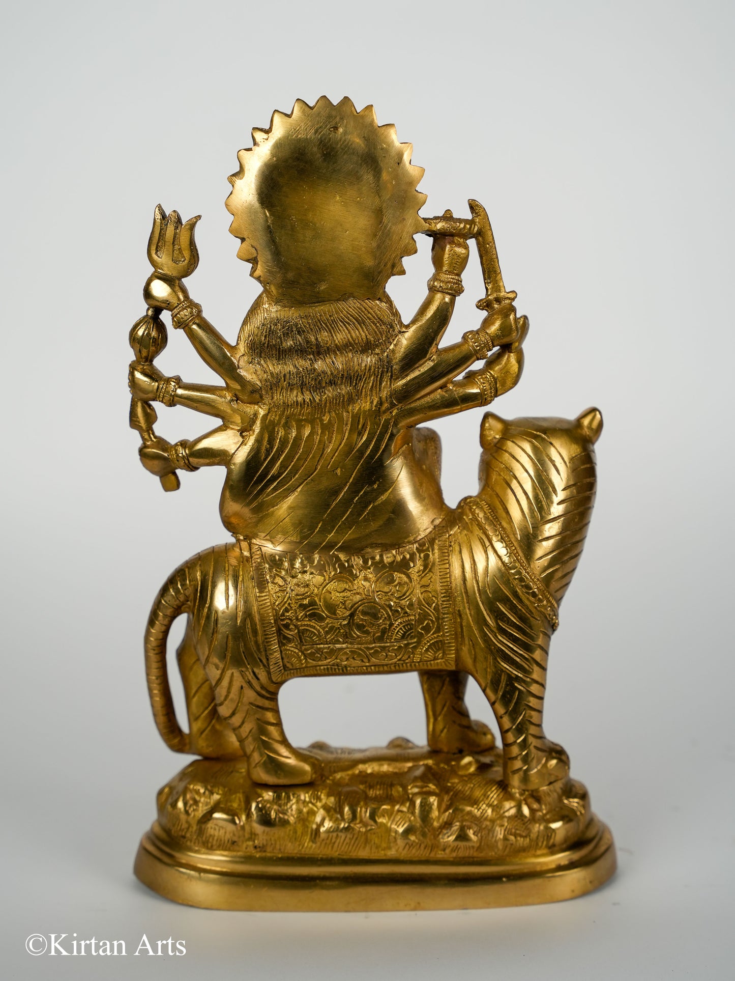 Brass Durga on Tiger 15"