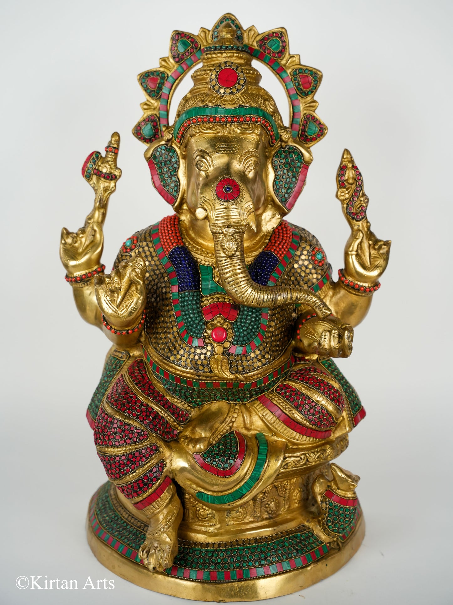 Brass Ganesha Stonework 26"