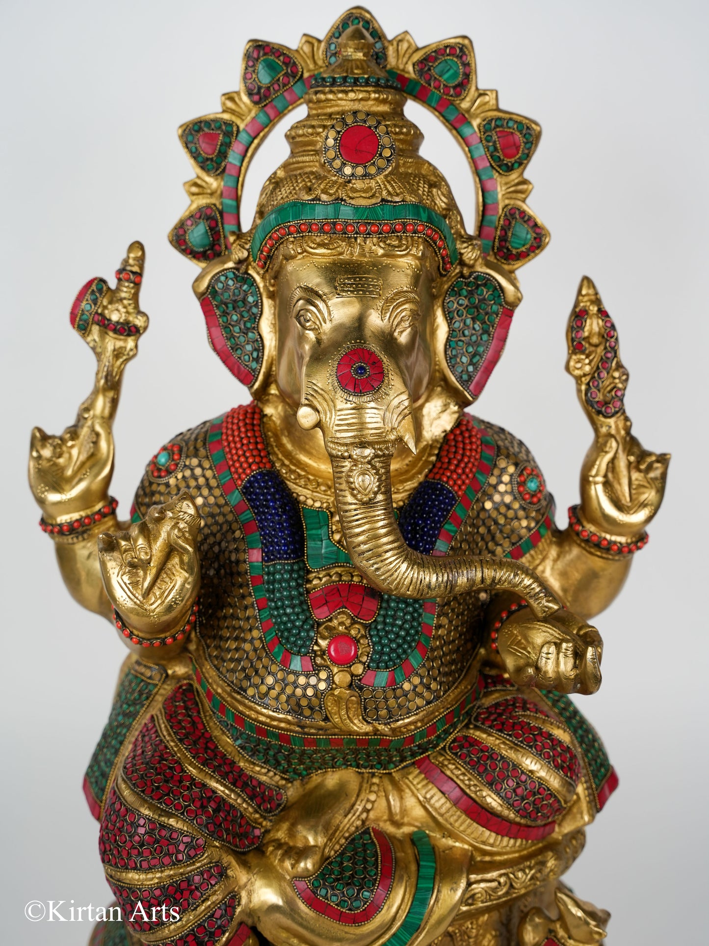 Brass Ganesha Stonework 26"