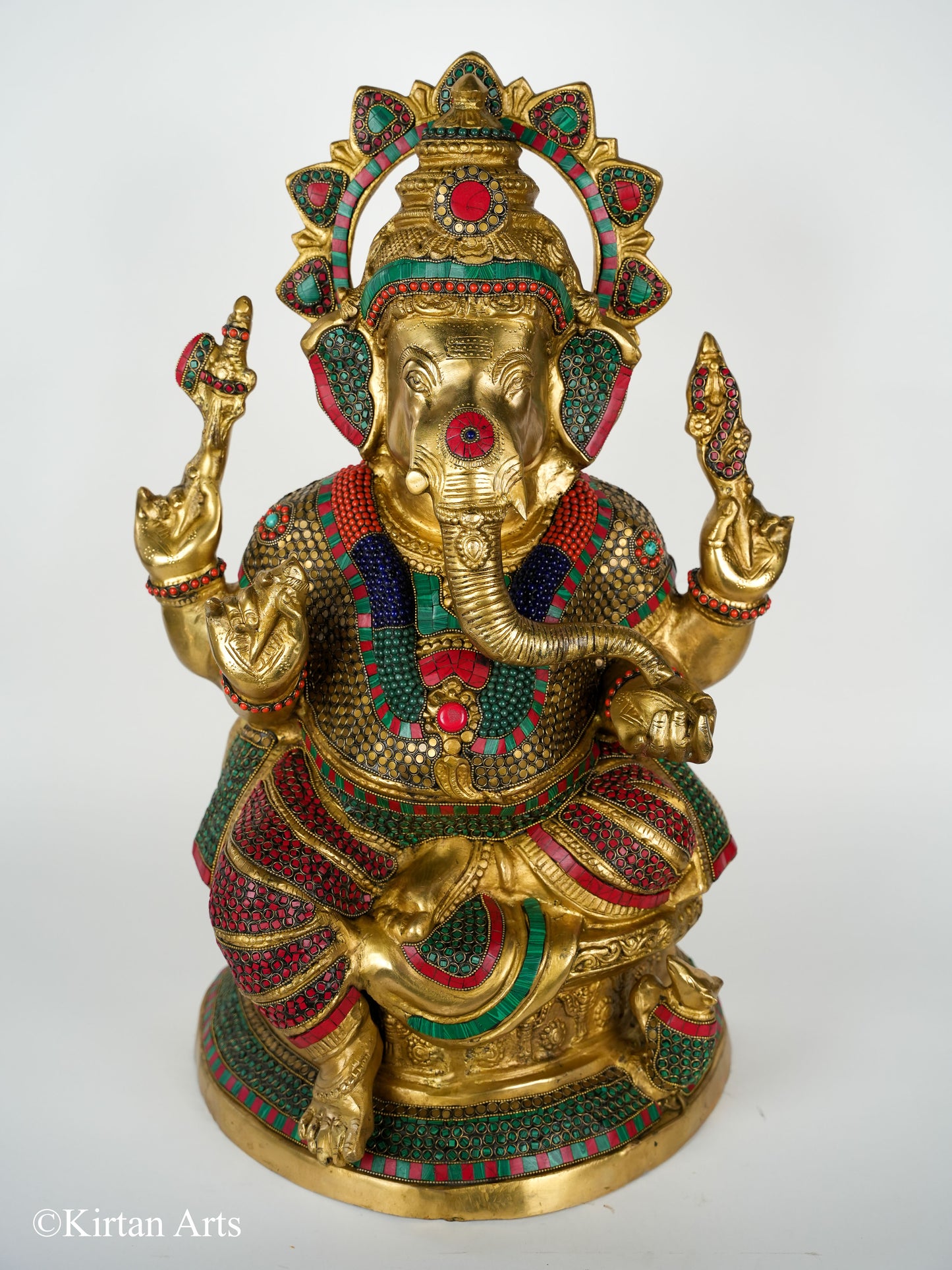 Brass Ganesha Stonework 26"