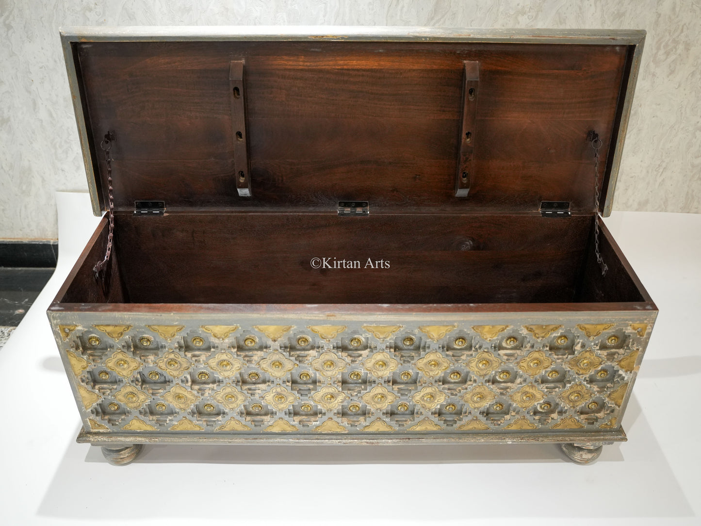 Wooden Chest/Trunk | Brass Work | Distress Finish