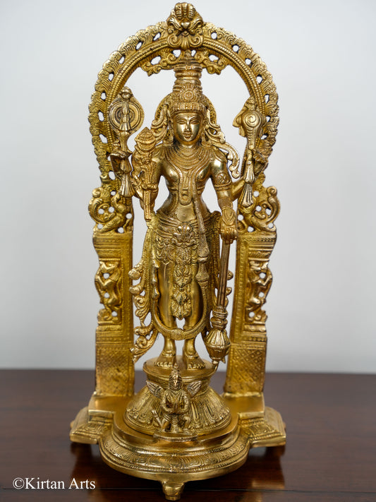 Brass Lord Vishnu Standing 15.5"